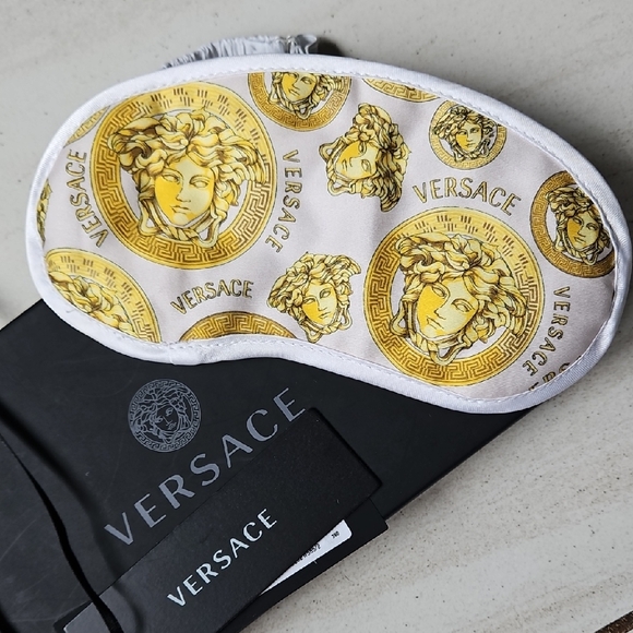 Versace Accessories - NWT Versace Pink and Gold Medusa Silk Eye Mask W/Box
